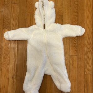 Cozy White Furry Baby Onesie